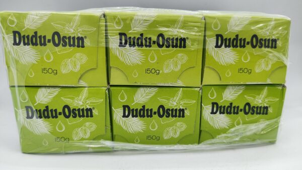 Dudu-Osun Black Soap - 150g x6 plus one African Sponge