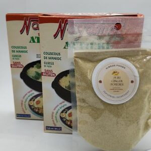 Nayama Natural Attieke Cassava Couscous 2x300g with free Nireds pure ginger powder.