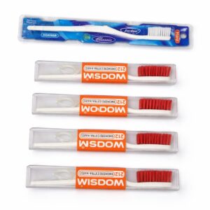 212 WISDOM Smokers Extra Hard Toothbrush Pack of 4 with Dental Floss & one rokana Hard Brush Durable Tooth Brush