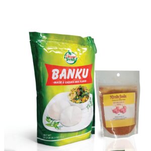 Home Fresh 2.2Lbs Banku | Maze & Casava mix Flour | with Nireds Foods - 2oz dried Red pepper