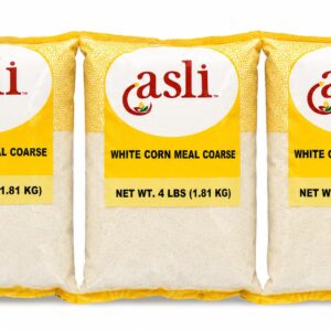 Asli White Corn Meal Coarse Flour, 3 Pack (4 lb Each) – Premium White Cornmeal for Traditional African, Caribbean & Latin Recipes – Ideal for Corn Porridge, Corn Fufu, Baking, Cooking & Homemade Meals Perfect for Ugali, – Total 12 lb