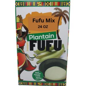 Fufu Flour - Organic Gluten Free All Purpose Fufu Flour, Plantain Flour, Fufu Mix, Vegan Flour for African Food, Green Banana Powder | (Plantain Fufu 24oz)