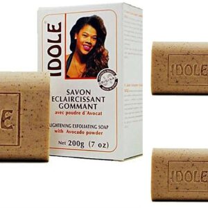 Idole Brightening Exfoliating Soap with Avocado Seed Powder, Net 125 grams (4.4 ounces) 3-Pack